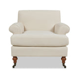 Alana 38' Lawson Accent Arm Chair Metal Casters, Light Beige Linen