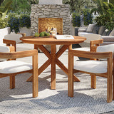 5-Piece Outdoor Acacia Wood Round Dining Set