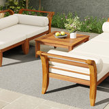 6 Piece Acacia Wood Outdoor Modular Sectional with Daybed and Tea Table