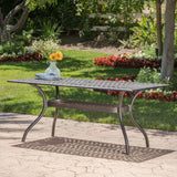 Enchantia Outdoor Rectangular Dining Table with Weave Tabletop and Flared Legs - Copper