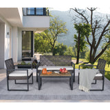 4 Piece Patio Furniture Set With Acacia Wood Table Top
