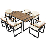 7 Pieces Outdoor Dining Set Patio Dining Table And Chair Set With And Removable Cushions For Patio