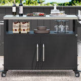 K&K 54.5" Outdoor Kitchen Island with Stainless Steel Tabletop