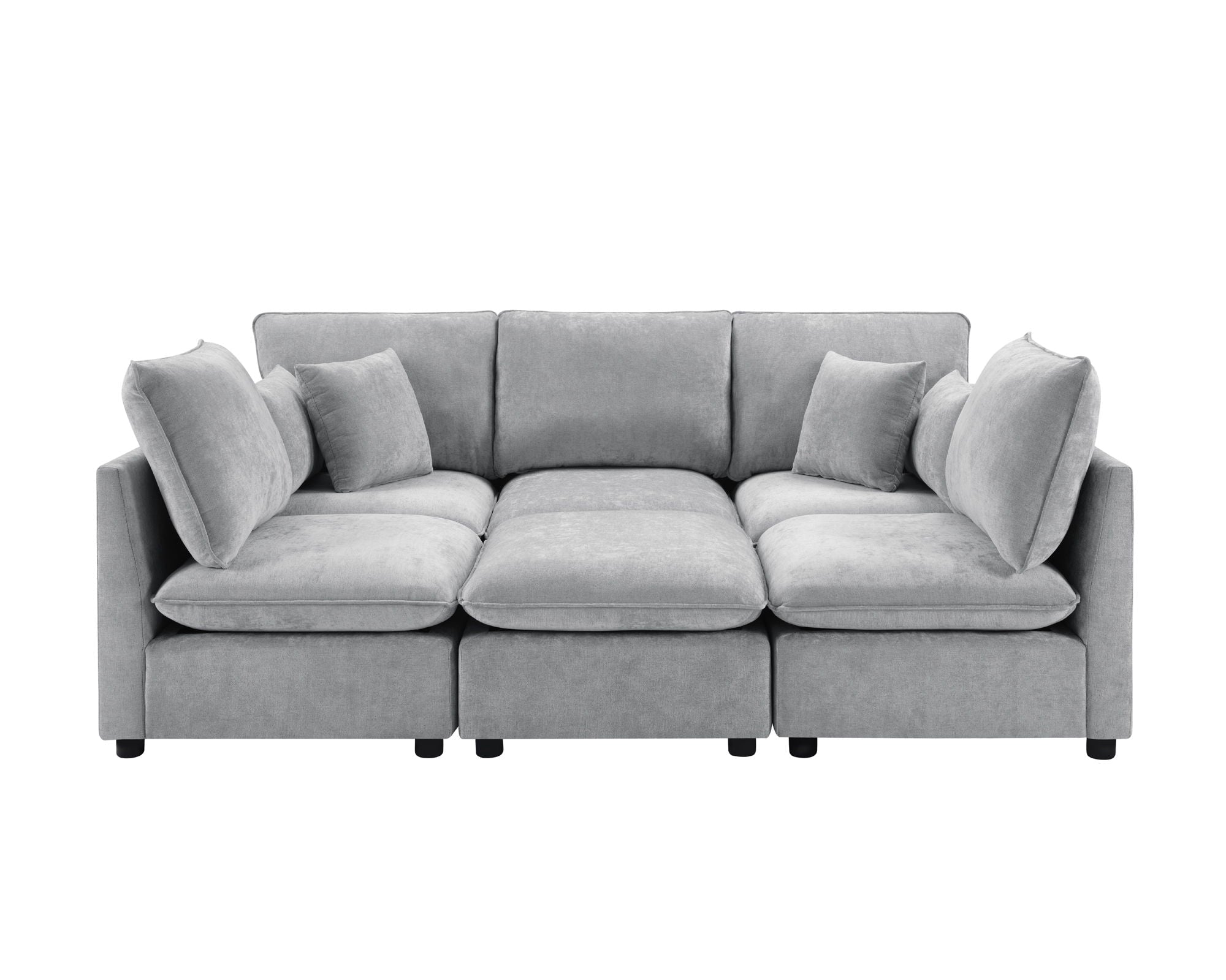Modern Sectional Sofa U-Shaped With Movable Ottoman Storage Armrests And USB Ports