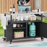 K&K 54.5" Outdoor Kitchen Island with Stainless Steel Tabletop
