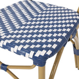 Outdoor Rattan and Aluminum French Armless Bistro Chairs Set - Navy Blue
