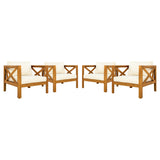 Outdoor Acacia Wood Club Wooden Armchair with Cushions (Set of 2)