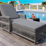 GO Outdoor Long Reclining Chaise with Armrests and Cushions