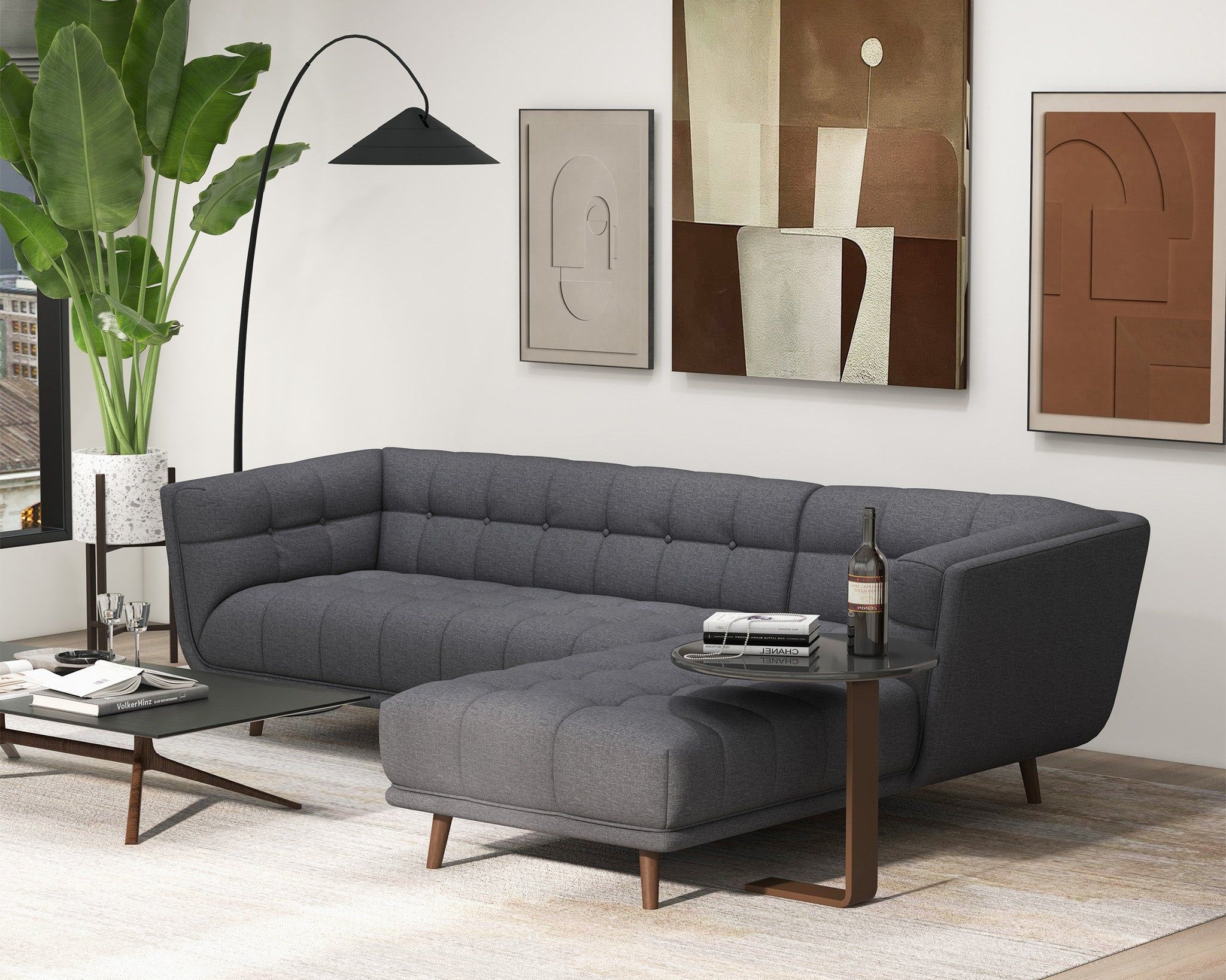 Addison - L Shape Sectional Sofa Tufted