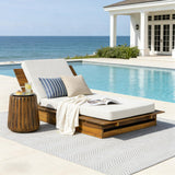 Acacia Wood Chaise Lounge with 4" Thick 3-Fold