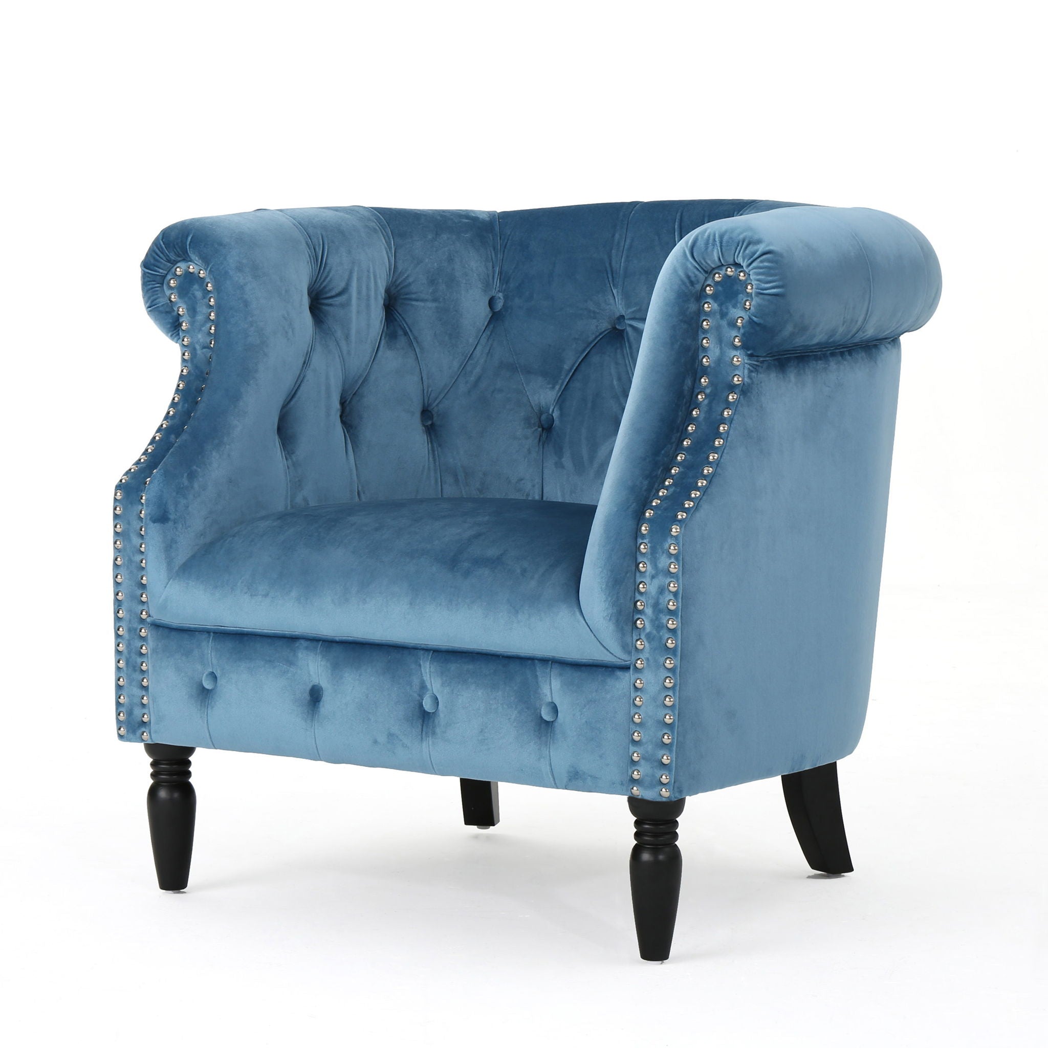 Celestialis Upholstered Club Chair with Tub Design and Rolled Recessed Armrests