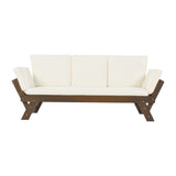 TOPMAX Outdoor Adjustable Patio Wooden Daybed Sofa Chaise Lounge