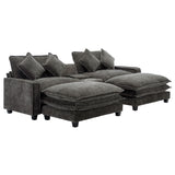 Modern Sectional Sofa With Removable Ottomans, USB Ports