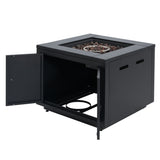 30inch Square  Steel Fire Pit Table, in Black,40000BTU