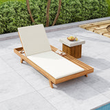 Lounge Chaise Set, Acacia Wood with Water-Resistant Cushions