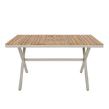 Teak Wood Top Outdoor Table with Steel Frame