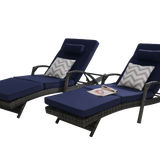 Outdoor Wicker Reclining Chair Set of 2 with Cushions