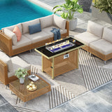 K&K 8-Piece Patio Furniture Set with Fire Pit Table