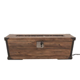 Outdoor Patio Rectangle Gas Burning Fire Pit - Wood Pattern