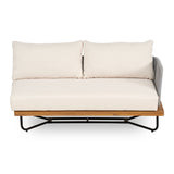 Lucca Outdoor Acacia Wood Rope Woven Sofa Sectional Set with Water-Repellent Cushions