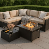 Pamapic Outdoor Sectional Couch Set with Fire Pit Table