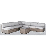 Wicker Sectional Sofa with Cushions and Table - Gray