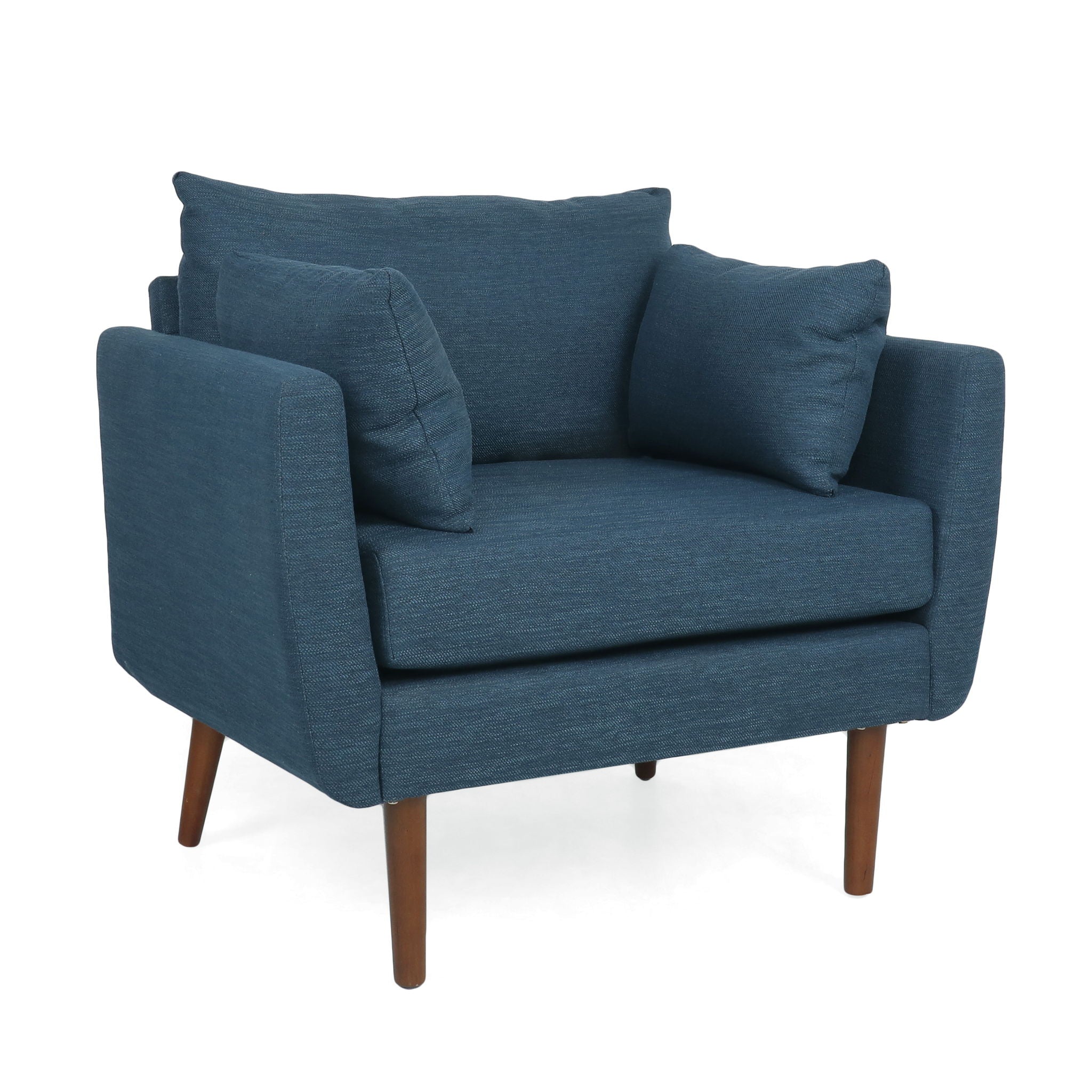 Luminate Upholstered Fabric Club Chair with Tapered Legs and 2 Accent Pillows