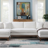 Valiant Chenille Sectional Sofa With 4 Pillows - Ivory