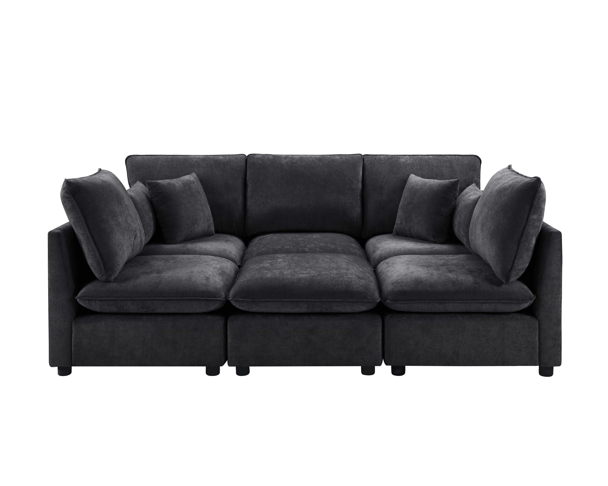 Modern Sectional Sofa U-Shaped With Movable Ottoman Storage Armrests And USB Ports
