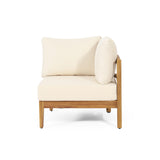 Crowne 4-Pcs Sofa Conversation Set with Beige Cushion, Teak