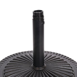 Black Rock Resin Outdoor Umbrella Base with Steel Support in Black Finish