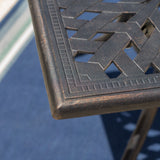 Enchantia Outdoor Rectangular Dining Table with Weave Tabletop and Flared Legs - Copper