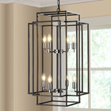 18' Modern 8-Light Black & Chrome Geometric Pendant Chandelier