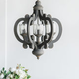 Farmhouse Chandelier, 6 Light Wood Chandelier Pendant Light Fixture With Adjustable Chain For Dining Room Living Room Entryway, Bulb Not Included