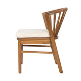 Outdoor Dining Chairs Set of 2, Acacia Wood Patio Chairs with Cushions