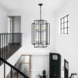 18' Modern 8-Light Black & Chrome Geometric Pendant Chandelier