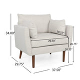Luminate Upholstered Fabric Club Chair with Tapered Legs and 2 Accent Pillows