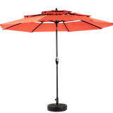 Aluminium 10ft 3-Tier Auto-Tilt Outdoor Patio Umbrella - Orange
