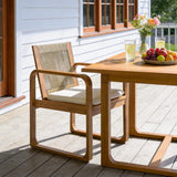 2-Piece Outdoor Dining Chairs Set: Acacia Wood with Rope Back