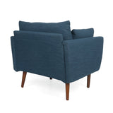 Luminate Upholstered Fabric Club Chair with Tapered Legs and 2 Accent Pillows, Navy Blue