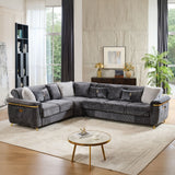 Reversible Sectional Sofa with Spacious L-Shaped Design - Beige or Dark Gray