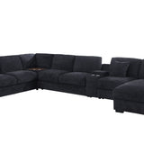 Celine - Fabric Corner Sectional Sofa With Right-Facing Chaise, Cupholders, And Charging Ports