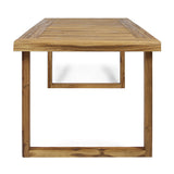 Outdoor 7 Piece Dining Set With Cushions - Sandblasted Natural / Beige