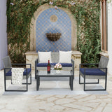 4 Piece Patio Furniture Set With Acacia Wood Table Top