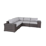 Rattan Sectional Sofa Set with Cushions - Gray, Dark Brown, or Beige