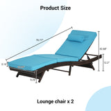 Outdoor Wicker Chaise Reclining Chair Set of 2