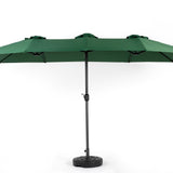 14.8 Ft Double Sided Outdoor Umbrella Rectangular Large with Crank (Dark Green)