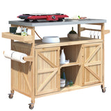 K&K Outdoor Kitchen Island, Rolling Bar Cart & Storage Cabinet