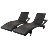 Patio Wicker Chaise Lounge Chairs Set of 2