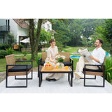 4 Piece Patio Furniture Set With Acacia Wood Table Top